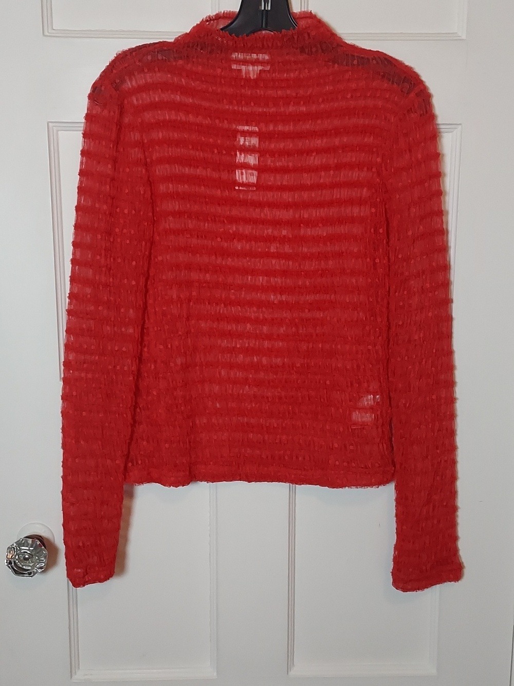 Maeve Anthropologie Women's Long-Sleeve Polka Dot Mesh Top Sheer Size Medium - Picture 5 of 16